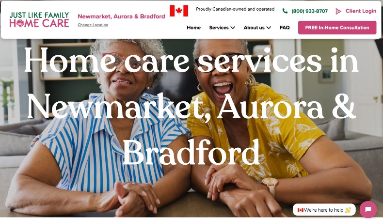 Just Like Family Launches Compassionate Home Care Services in Newmarket, Aurora, and Bradford